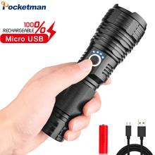 Super Bright XHP70.2 LED Flashlight Zoomable Torch USB Rechargeable Flashlight XHP50 LED Torch Portable Use 18650/26650 Battery