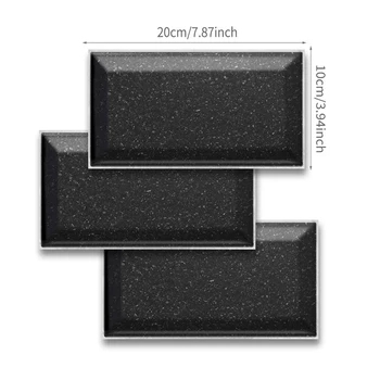 

Big Size 20x10cm Self adhesive Removable Waterproof Wallpaper 3D Peel and Stick black subway Tiles - 9 Sheet