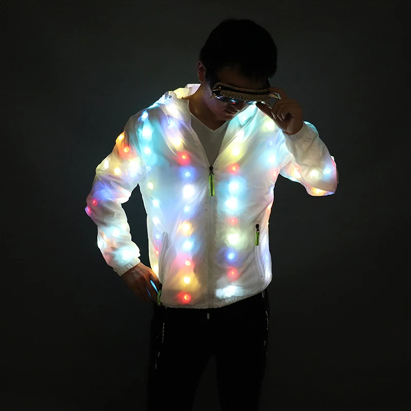 

Colorful Coat LED Luminous Costume Halloween Dancing LED Lighting Robot Suit LED Glowing Clothing Christmas Party Clothes