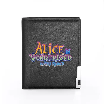 

Fashion Dream Alice in Wonderland Printing Pu Leather Wallet Men Women Bank Credit Card Holder Short Purse Male Standard Wallets