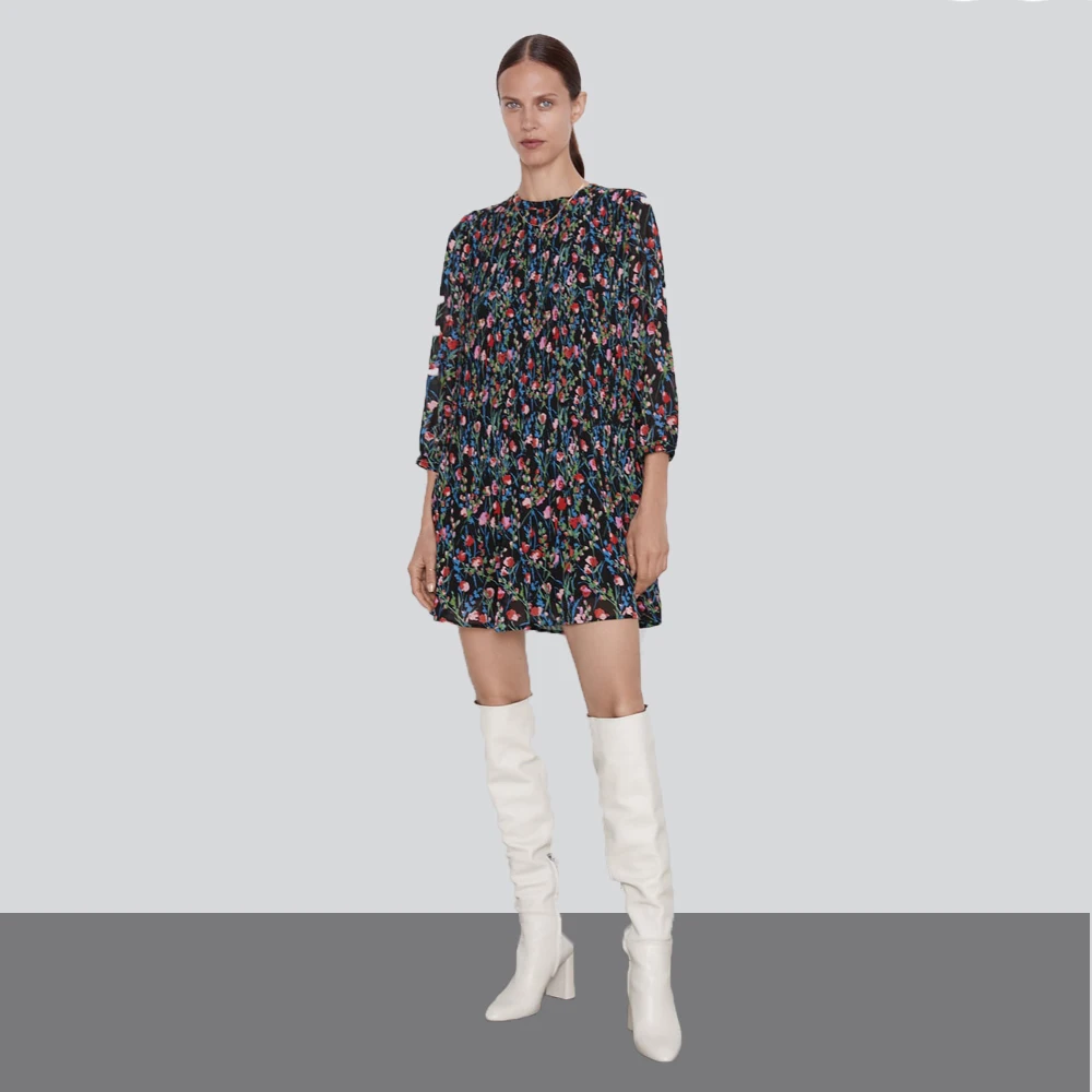Ladyfirsy Ранняя осень шифоновые платья ZA для женщин богемные 2019 новые женские тонкие