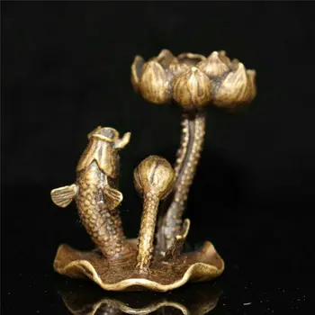 

Collect Old Chinese Pure Copper Hand-made Fish Lotus Flower Stick Incense Holder