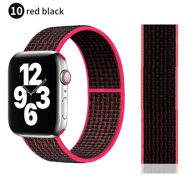 Nylon Strap for Apple watch series 7 band 41mm 44mm 40mm 42mm 38mm smartwatch wristband belt sport loop bracelets iWatch 3456 se Pink black