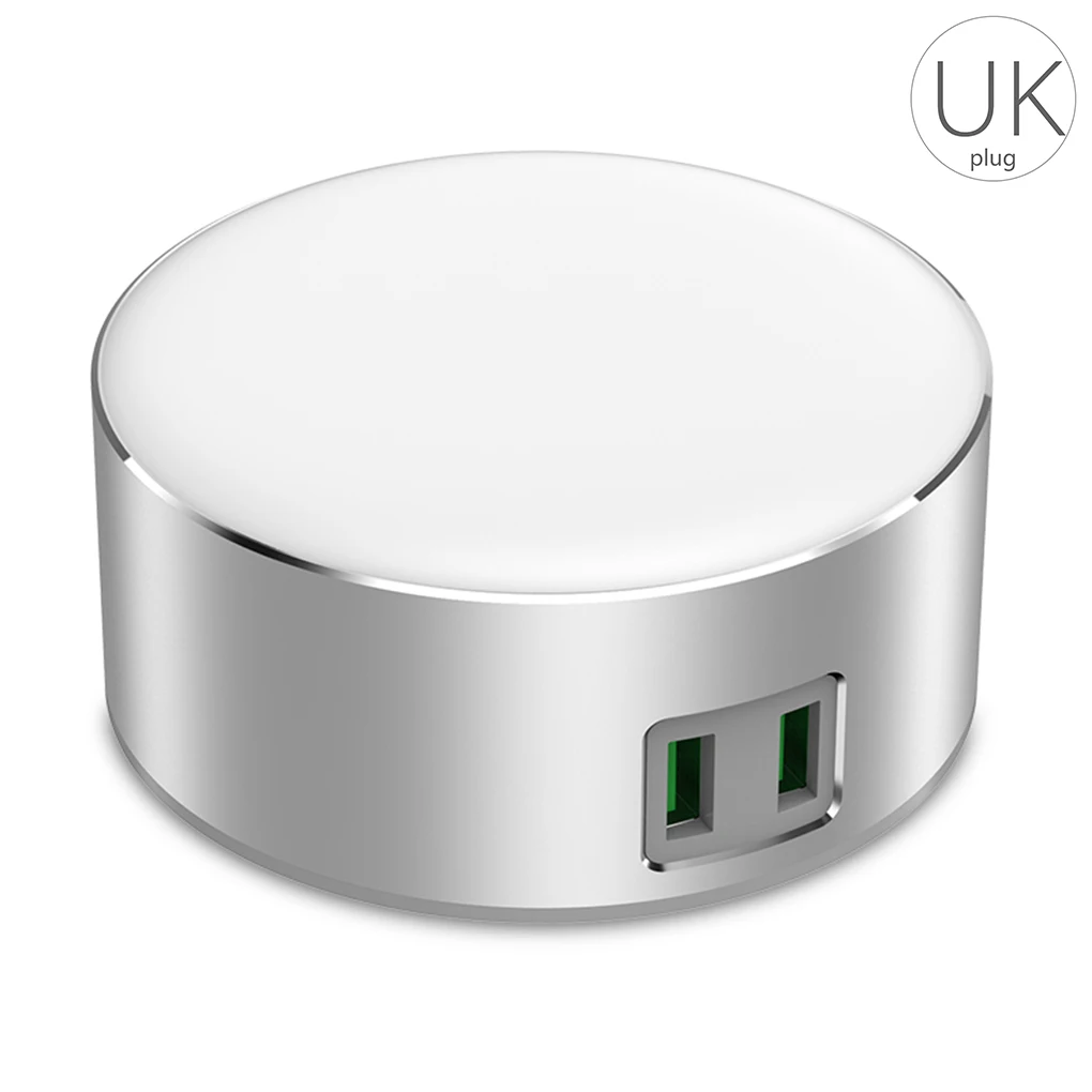 5V 2.4A 2,4 W 2 USB зарядное устройство с регулируемой яркостью умный светодиодный настольный светильник питание для Мобильного Телефона Зарядная база - Тип штекера: Великобритания