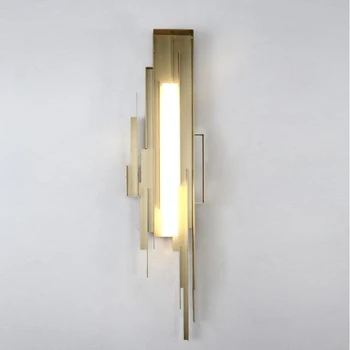 

New designer LED wall lamp living room decoration mural lamp hotel corridor lamp irregular gold metal wall lamp W200mm H800mm