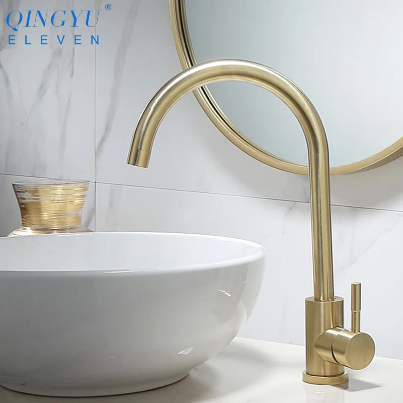 Brass Balck Gold Kitchen Faucet Cold And Hot Water Tap Single