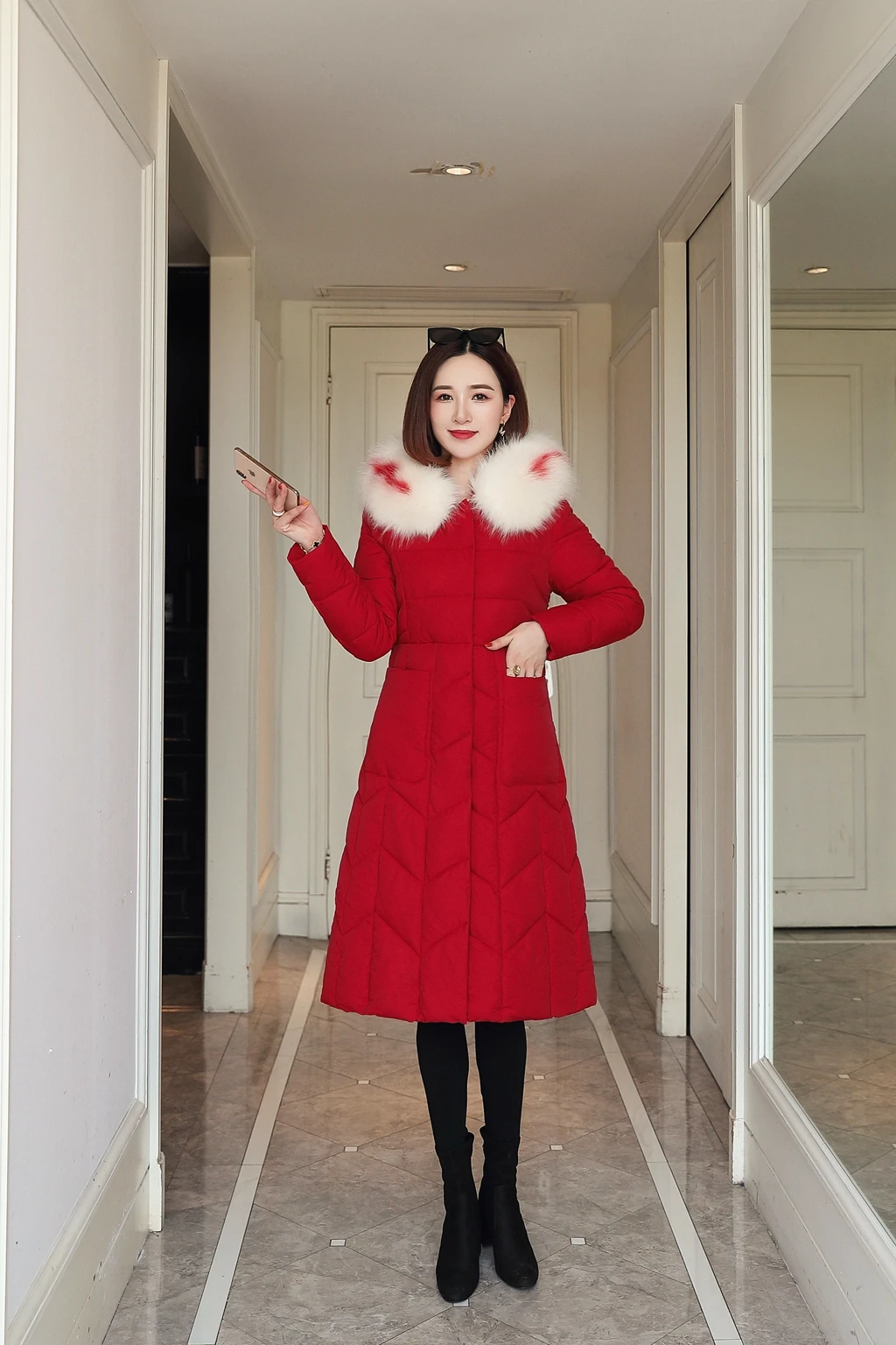 Fur Collar Slim Women Winter Jacket Cotton Padded Warm Thicken Ladies Coat Long Coats Parka Womens Jackets
