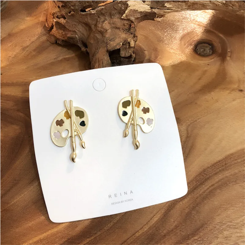 

New Design Morandi Color Palette Earrings Prevent allergy Earrings Fashion Women Ear Ring 2019 Irregular Matte Metal Jewelry