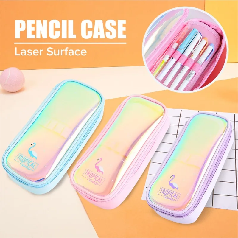 

Fashion Portable Cute Pencil Case Shiny Laser Pencils Bags Stationery Pouch Office School Supplies Large Capacity