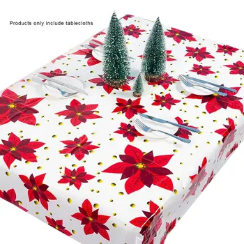 

1pcs 110*180cm Christmas Table cloth Dinner Party New Year Printed Rectangle PVC Tablecloth Christmas Table Cover Decorations