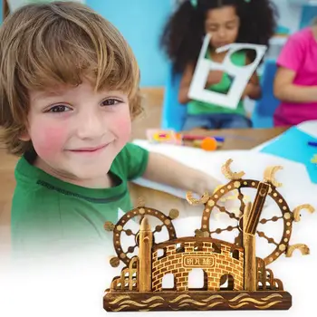

Kids Waterwheel Pine Model Building Kits Children DIY Handmade Waterwheel Assembly Set Boys Girl Handwork Model collections Toy