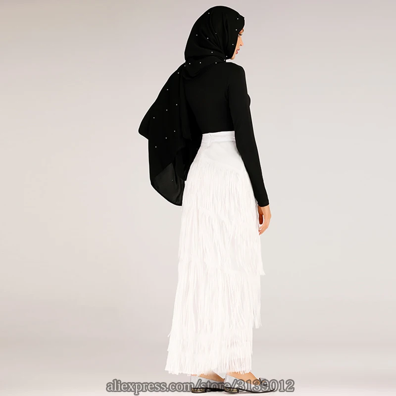 Длинная юбка с кисточками для мусульманских женщин, нижняя Абая, Турецкая, мусульманская, Moslim, юбки Elbise Musulman Vetement Femme, Дубай, Jupe Musulmane