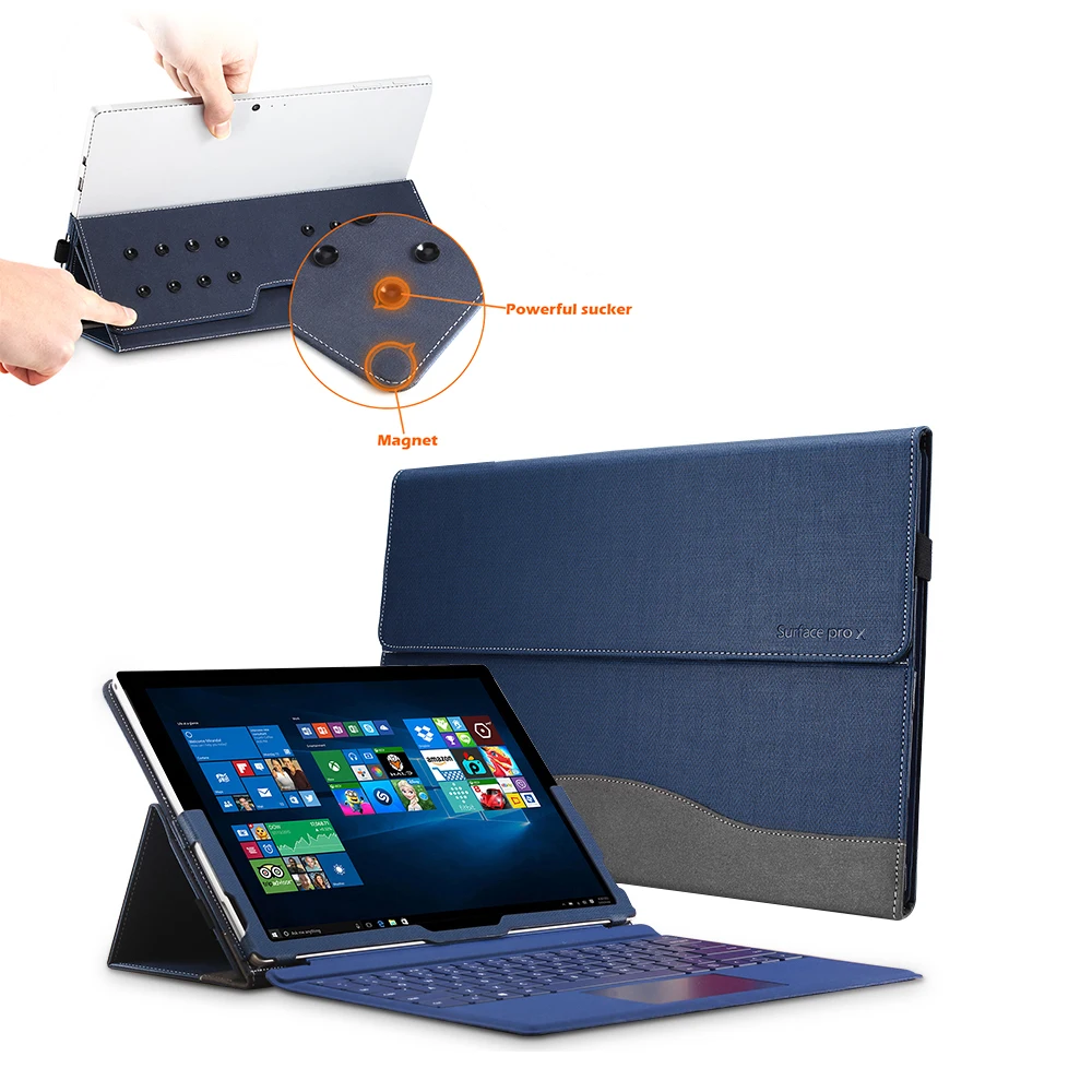 Blue Для microsoft Surface Pro X 13 дюймов Чехол двухсторонний вставляемый на присоске с магнитным притяжением защитный чехол для планшета - Цвет: Blue
