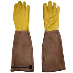 Gants de jardin longs, 1 paire, Protection contre le feu pour le soudage du cuir artificiel, Anti perforation, creuser et planter, accessoires de travail unisexes 