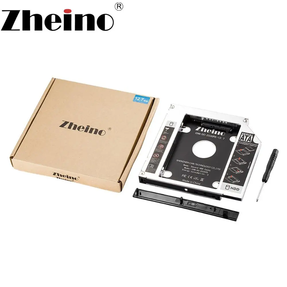 Zheino алюминиевый 12,7 мм 2nd HDD SSD Caddy 2,5 SATA для SATA рамка Caddy HDD чехол адаптер отсек для ноутбука CD/DVD-ROM