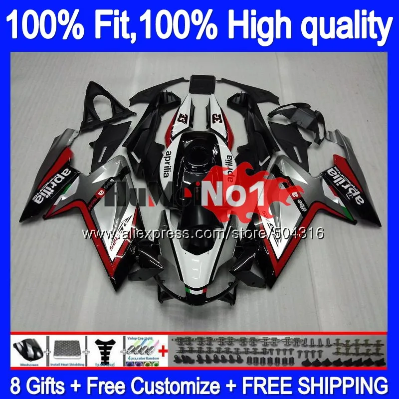 Инъекции для Aprilia RS-125 RSV125 R красный серебристый 34MC. 4Р 125 2006 2007 2008 2009 2010 2011 RS125 06 07 08 09 10 11 обтекатель