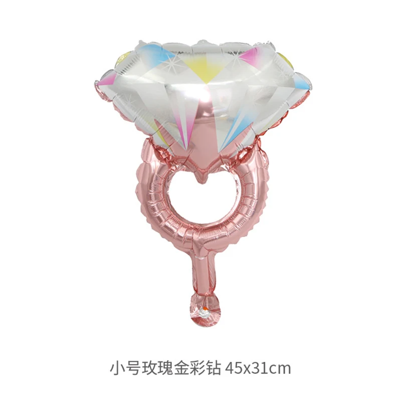 1 stücke Rose Gold Diamant Ring Folie Ballon Valentinstag Thema party Liebhaber Ring Romantische Hochzeit Ehe Dekoration Luftballons – Detail 8