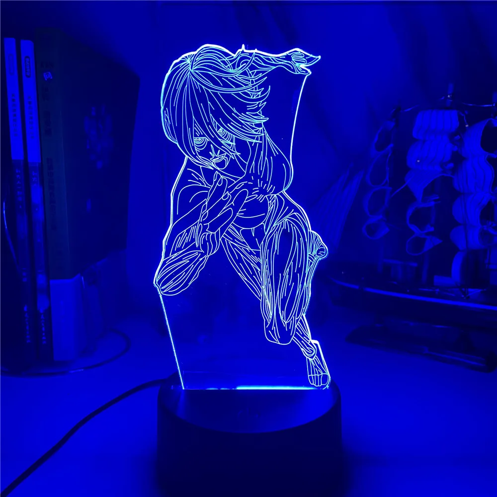 Ataque em Titã Fêmea para Decoração do Quarto Presente de Aniversário do Miúdo Luz da Noite Anime Titã Manga Shingeki Não Kyojin 3d Lâmpada Luz Led 7 Computers & Electronics