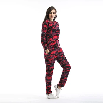 

5542 # New Set Round-neck with Fleece Lining Pullover Hoody Trousers Camouflage Leisure Suit 2020 New
