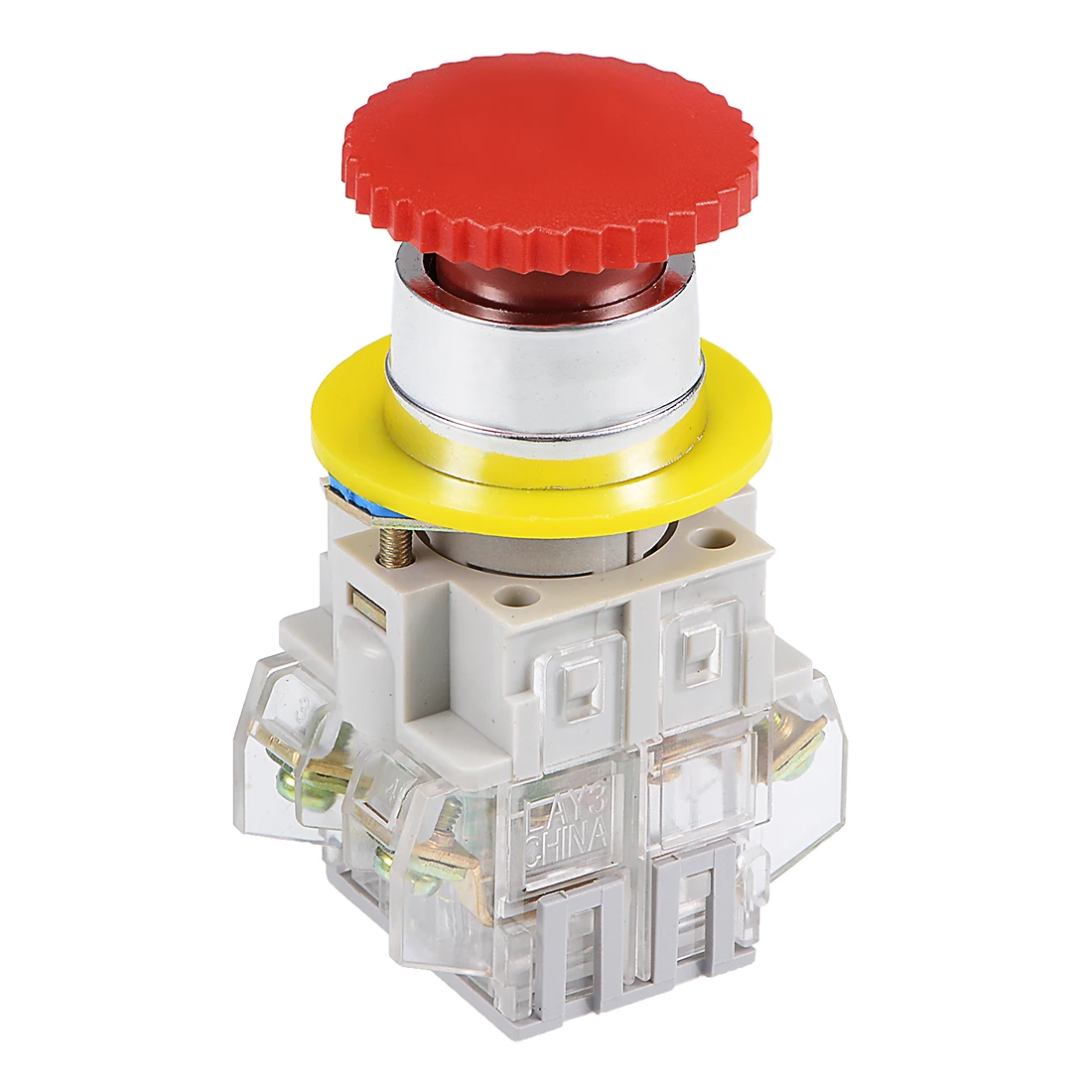 

uxcell 1pc Push Button Switch 22mm Mounting Hole Latching Emergency Stop Red With 40/60/90mm Emergency Stop Sign 1NO 1NC