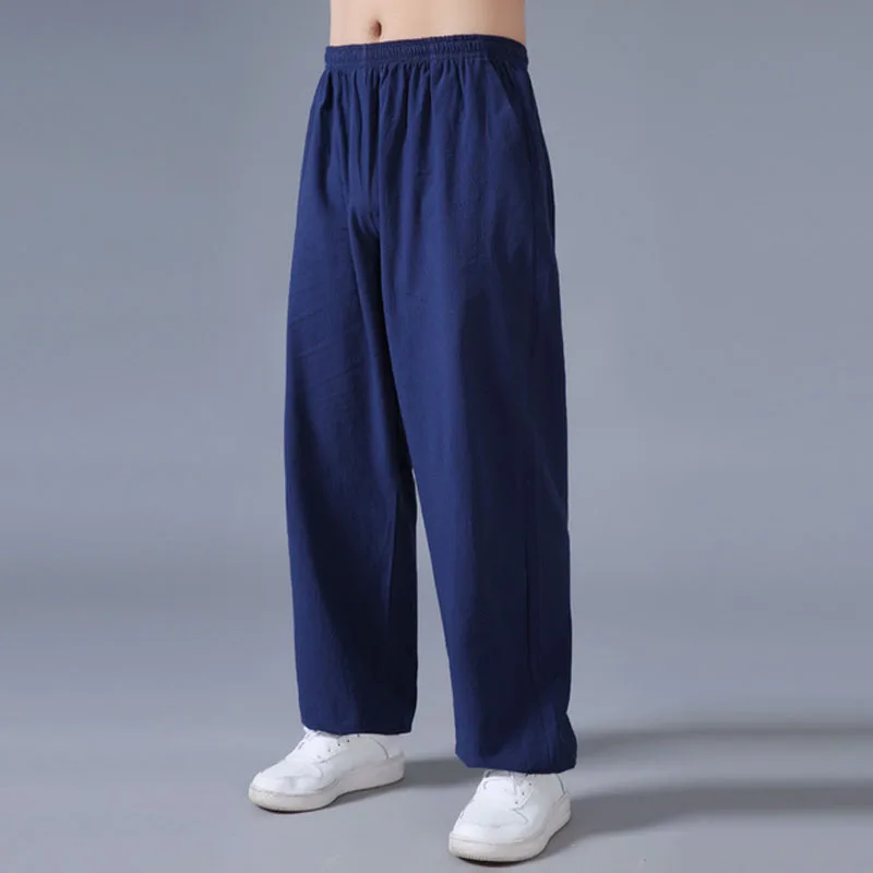 Men Women Loose Cotton Linen Breathable Harem Lantern Pants Kung Fu Wushu Tai Chi Martial Arts Pants Summer Exercise Yoga Pants