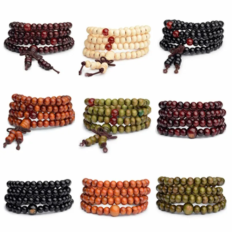 1Pcs 6mm Natural Sandalwood Buddhist Buddha Meditation Wood Prayer Bead Mala Bracelet Bangles Women Men Jewelry Bijoux sandalwood bracelet prayer beads