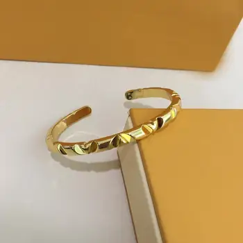 

VA-48 Luxury Brand fashion designer jewelry vintage V letter bracelet gold silver color femme bangle for women gift