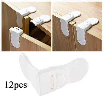 

12PCS Child Security Lock Right Angle Lock Baby Safety Lock Wardrobe Multifunction Protective For Wardrobe Cabinet Drawer Door