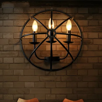 

Nordic Retro Industrial Style Creative Wall Lamps Art Cafe Bar Restaurant Clothing Store Lamps Semi-circular Iron Wall Mounted
