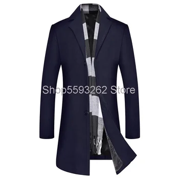 

Wool coat men's long business casual men's woolen men's coat coat