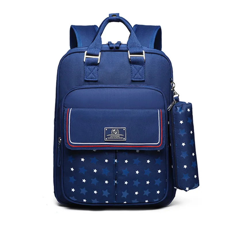 blue OKKID orthopedic school backpack for boy kids waterproof school bag set girl schoolbag children book bag pencil case boy gift - Цвет: blue