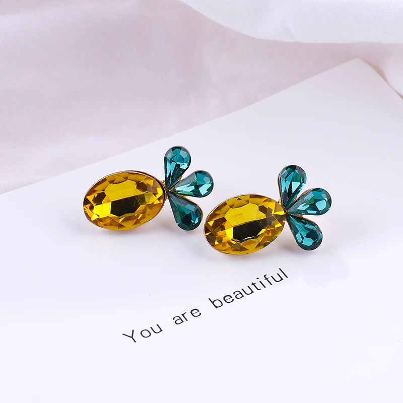 

AENSOA Bohemia Creative Rhinestone Pineapple Drop Earrings For Women Statement Handmade Fruit Dangle Earrings Party Jewelry Gift
