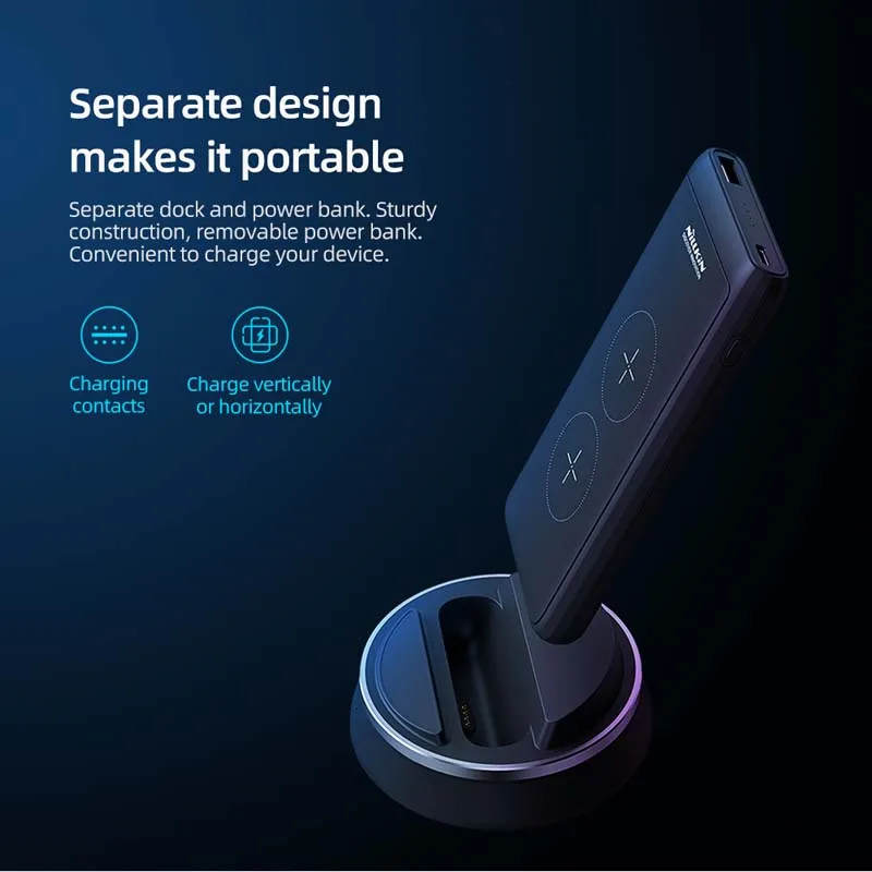  NILLKIN Power Bank 10000mAh PD Fast Charging 10W Portable External Battery for Xiaomi Power Bank Wi