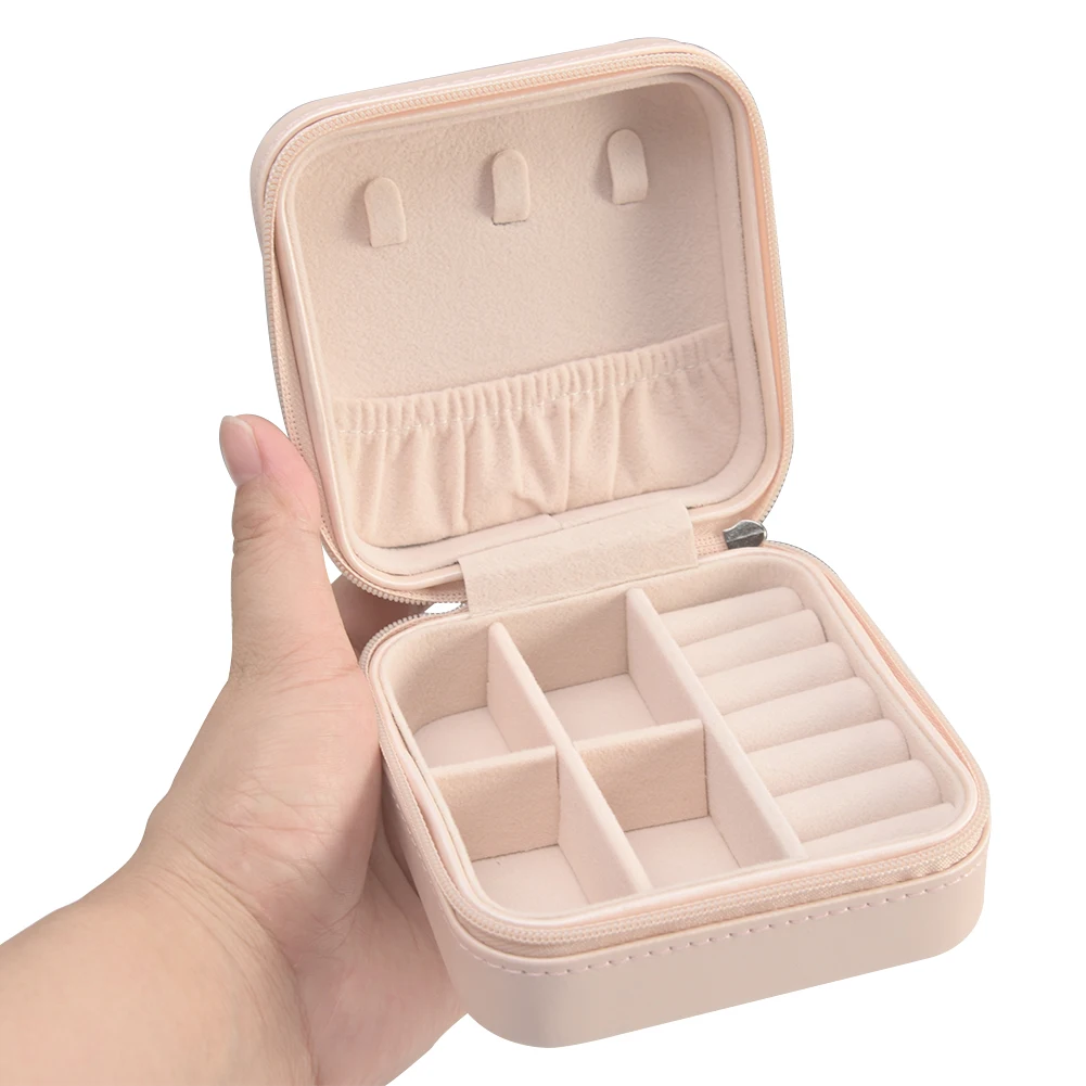 Bracelet Storage Portable Travel Case Zipper Ring Earring Display Women Necklaces PU Jewelry Box Organizer