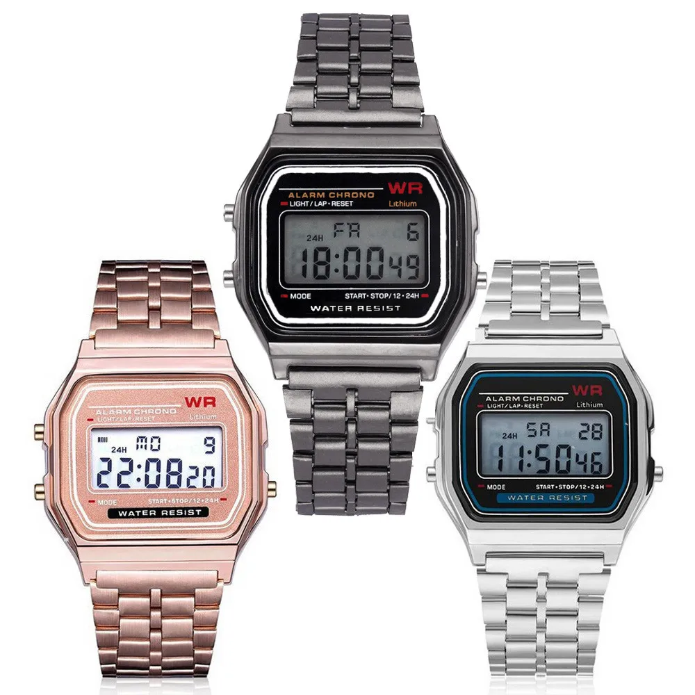 silver digital watch women's