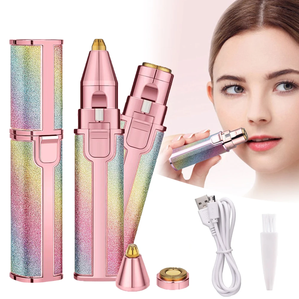 Depiladora Facial 2 en 1 para mujer, pluma del condensador de ajuste para cejas, utensilio de depilación sin dolor, depilación corporal, afeitadora