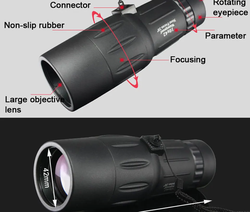 Boshile 10x42 Монокуляр ручной портативный телескоп со штативом мобильный телефон фото клип наблюдение за птицами bak4 водонепроницаемый