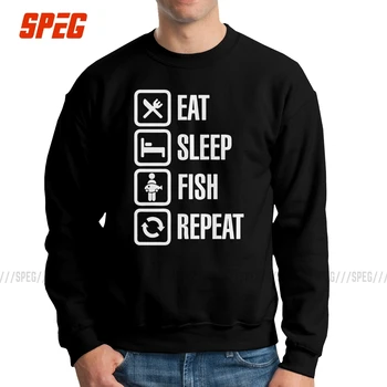 

Eat Sleep Fish Repeat Men's Hoodie Vintage 100% Cotton Fishing Bass Fisherman Sweatshirt Crewneck Graphic Pullovers Apparel