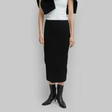 Женская муранская полушерстяная тонкая трикотажная юбка, Черный Каштан, юбка-комбинация средней длины, эластичная высокая талия, трикотажная нижняя часть 2019fw