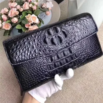 

Authentic Real Alligator Skin Businessmen Wristlets Clutch Genuine Exotic Crocodile Leather Male Large Card Bag Purse