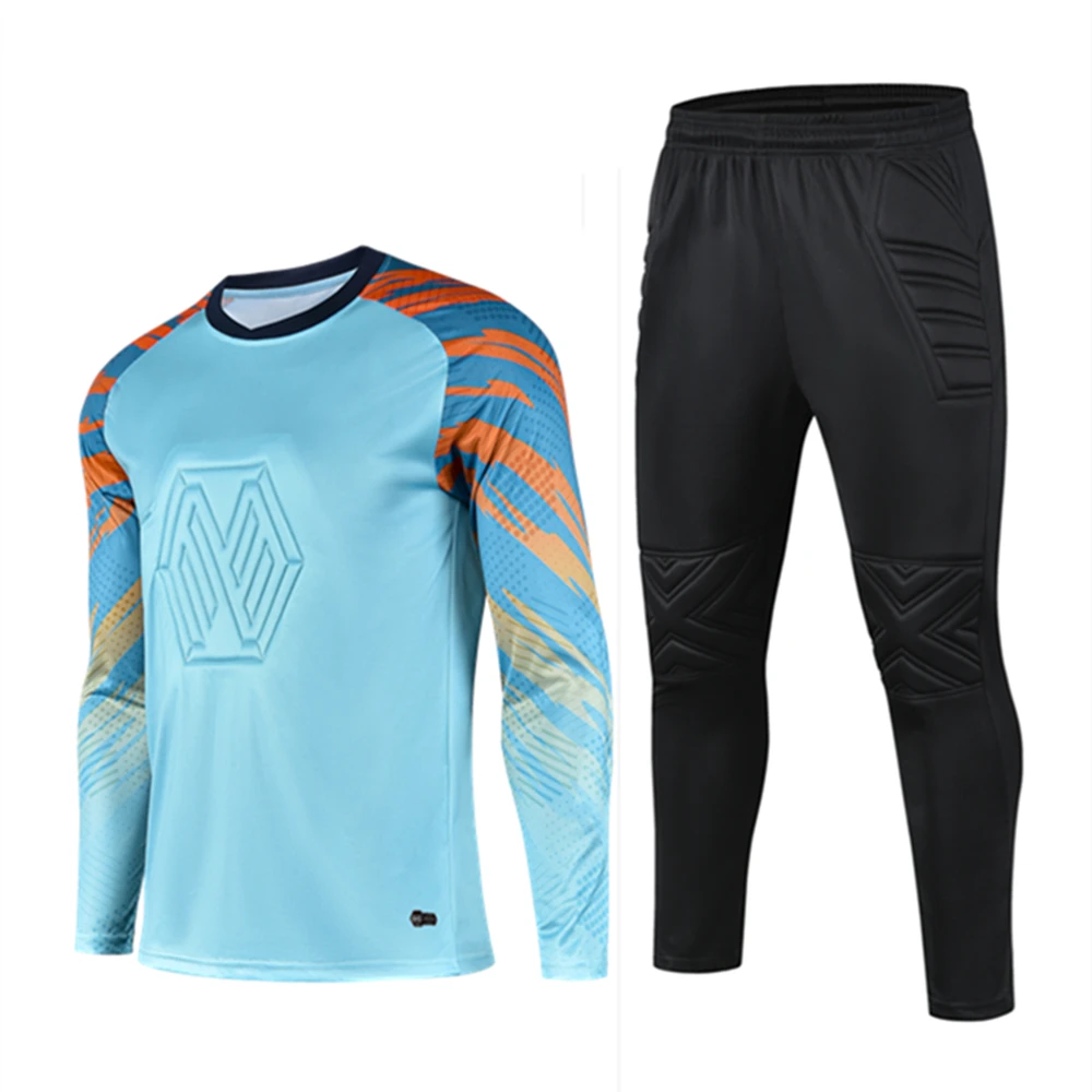 

Kids Adult Soccer Goalkeeper Jersey Set Child Women Men Goalie Football Uniform Sponge Protection Goaltender Shirt Pants Shorts