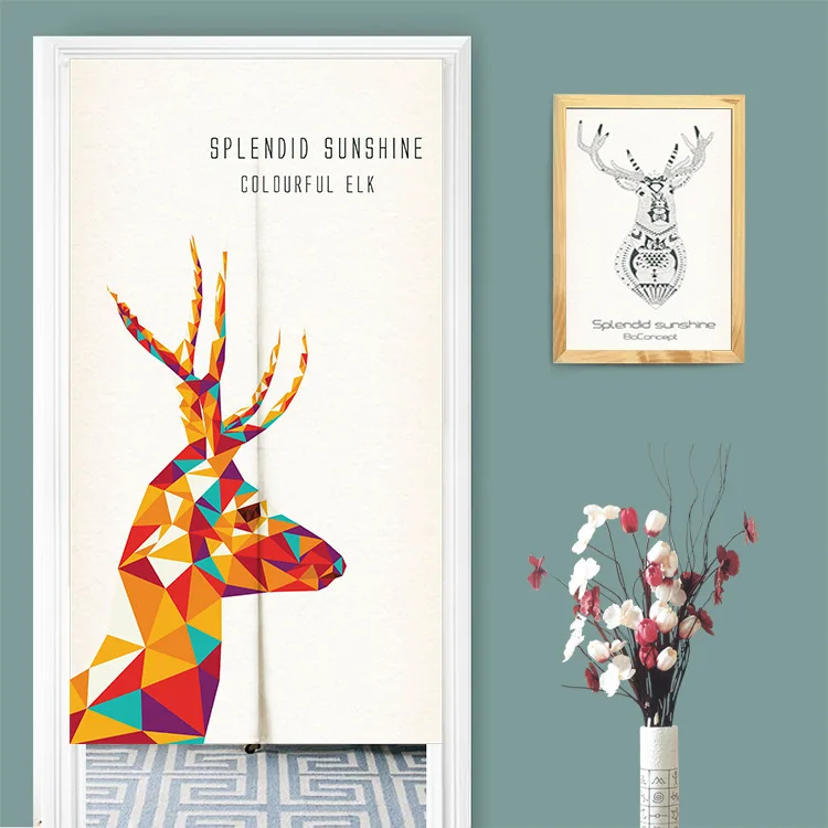 

Modern Minimalist Color Elk Fabric Kitchen Soft Door Curtain Cotton Linen Living Room Partition Color Decorational Picture Four