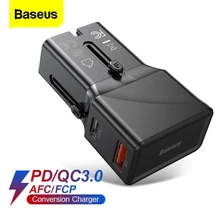 Baseus USB Ladegerät Schnell Ladung 3,0 Schnelle Ladegerät QC 3,0 PD 3,0 Universal Travel USB C Internationalen Stecker Buchse Für iPhone Xiaomi