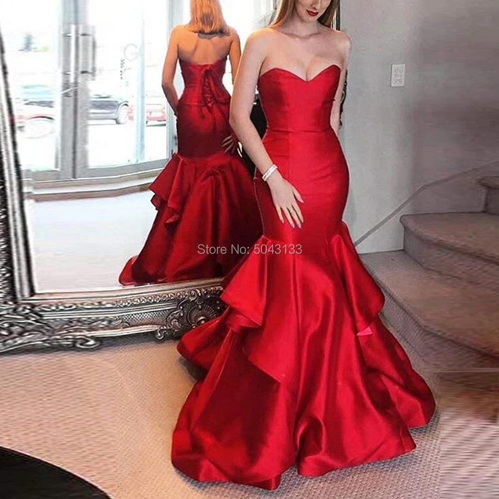 Sexy Sweetheart Ruches Rok Avond Dresss Off The Shoulder Red Mermaid Prom Avondjurken Lange Satijnen Corset Back Party Dress Sexy Sweetheart Ruches Rok Avond Dresss Off The Shoulder Red Mermaid Prom Avondjurken Lange Satijnen Corset Back Party Dress