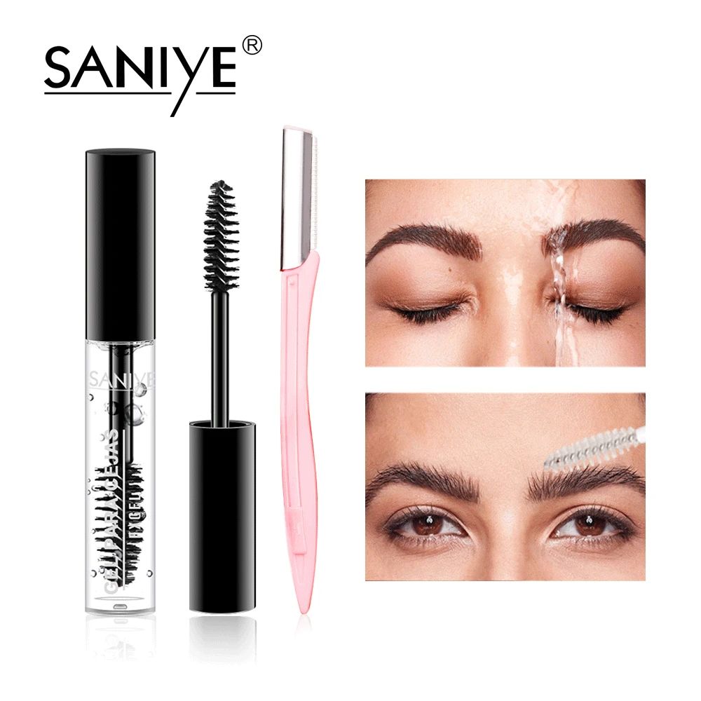 SANIYE Cosmetics-Gel de cejas transparente, resistente al agua, Gel fijo para cejas, Gel de fijación de pestañas de larga duración, maquillaje