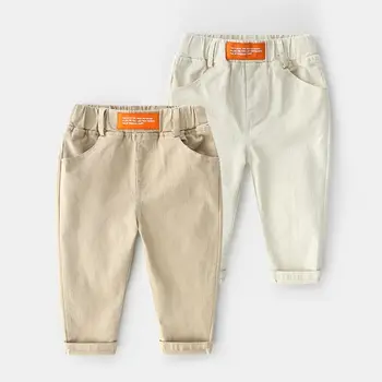 

Spring Fashion Boy's Pants Khaki Cotton Korean Style Elastic Casual Trouses Kids Clothes for 2 3 4 5 6 7 8 Years Old OBP205018