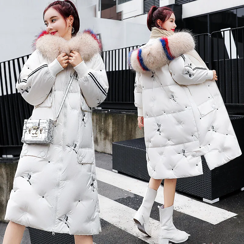 

Agent Join Korean-style New Style Mid-length Fashionable Printed Large Fur Collar Hooded Cotton-padded Clothes with Fur Collar