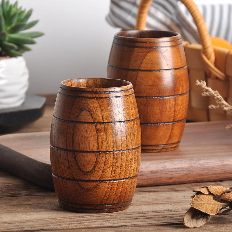 

Natural Wooden Cup Handcrafted Wine Barrel Jujube Big Belly Beer Coffee Milk Juice Tea Cup 10.5*6.5cm Perfect Gift for Bar Decor