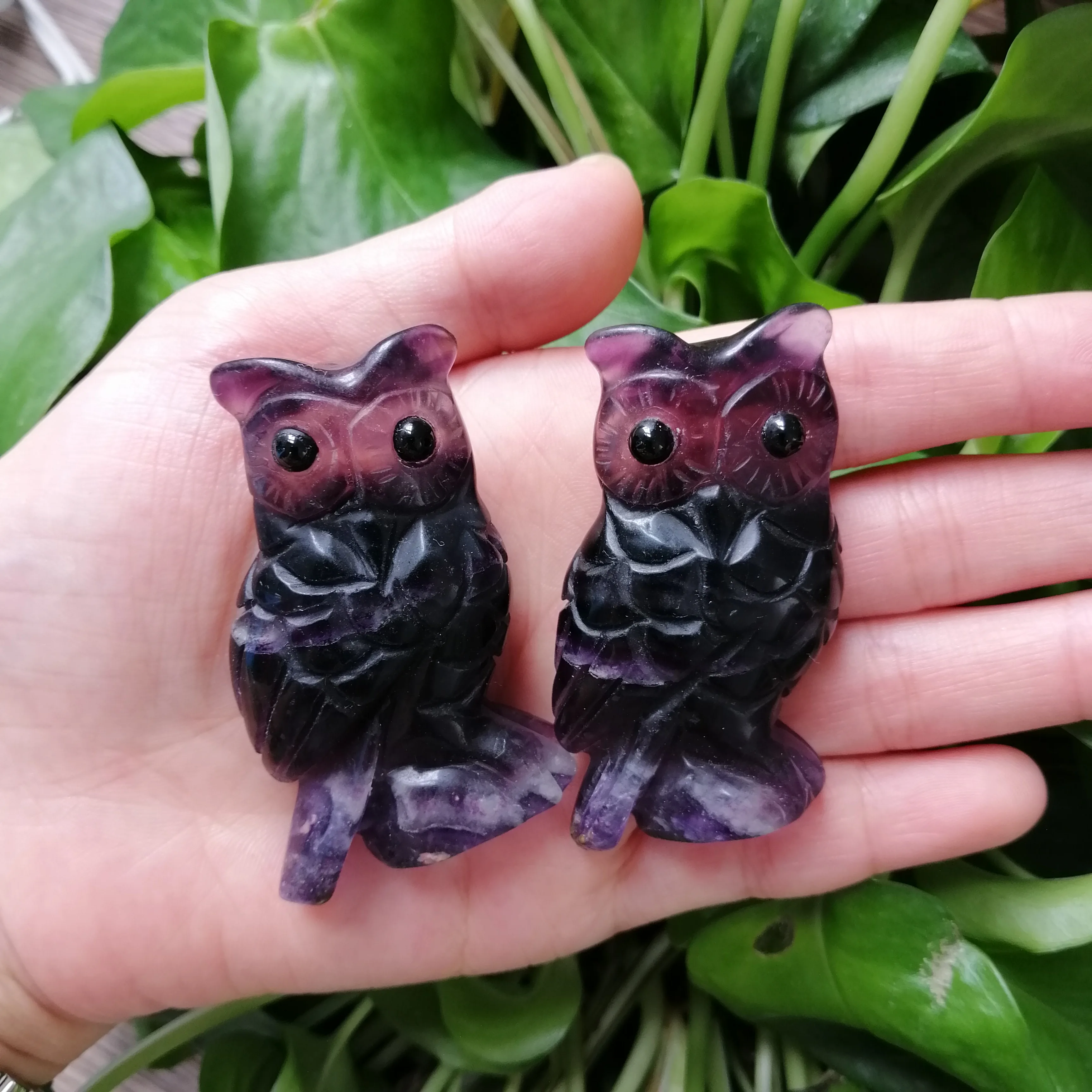 Высококачественный натуральный Радужный флюорит сова форма камня ручной работы для подарка и домашнего декора ZT