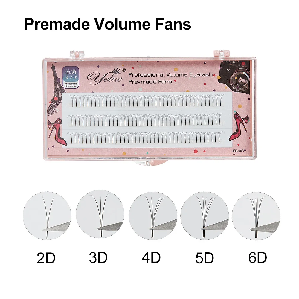 

Yelix Lashes Premade Volume Fans Faux Mink 3d/5d/6d Lash C/D Curl Russian Volume Eyelash Extensions Pre-made Lash Extension